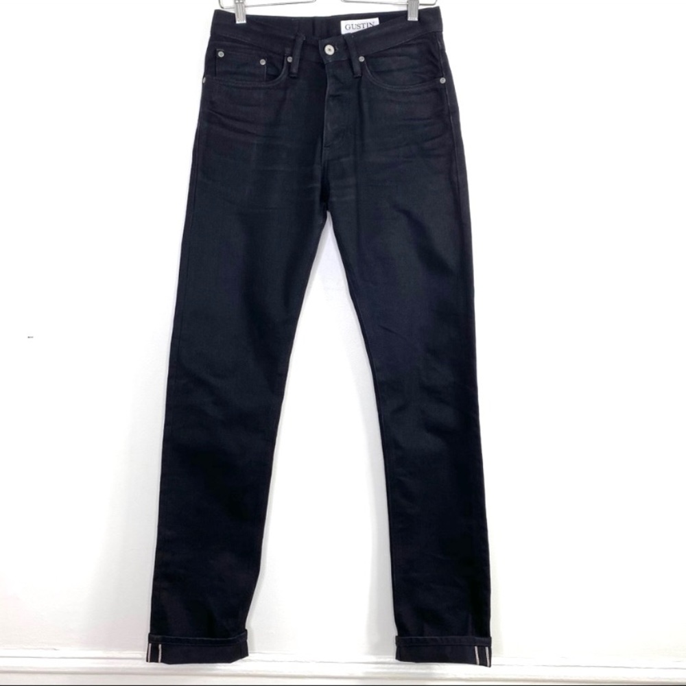 Gustin 99 Slim Legs Jeans Raw Black RN116699 Selvedge Denim Size 29 - Picture 2 of 10